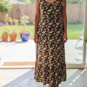 J. Crew Black Floral Maxi Dress